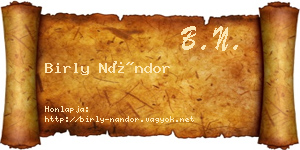 Birly Nándor névjegykártya